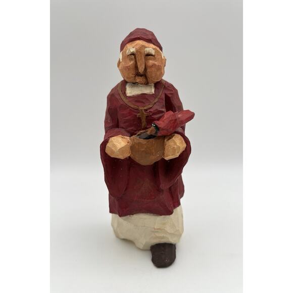 Carvin’ Copies Cardinal Clergy with Red Bird Figurine 7” USA Signed Jung 1992 - Picture 1 of 9